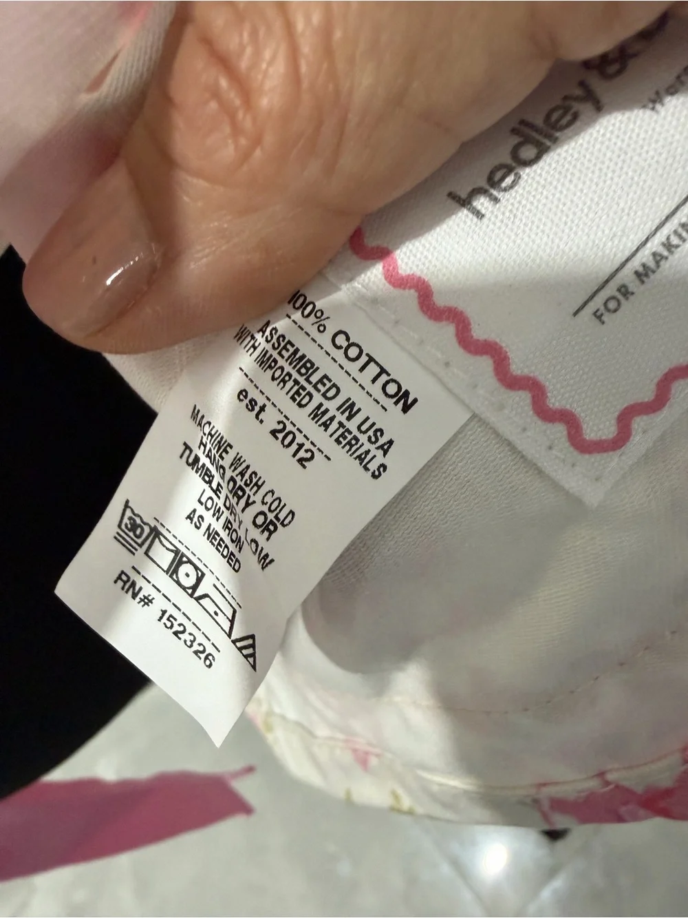 LoveShackFancy X Hedley & Bennet White Apron with Pink Trim and Floral Accents